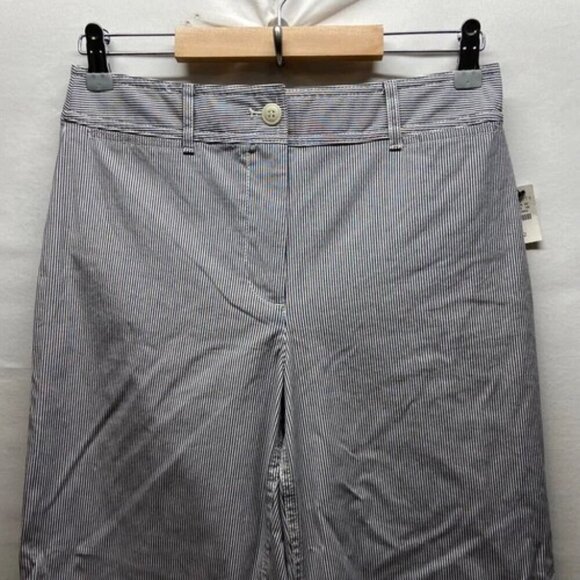 Talbots Women's Size 2 Wide Leg Crop Chino Pant High Waist Blue White Stripe NWT - Picture 2 of 14